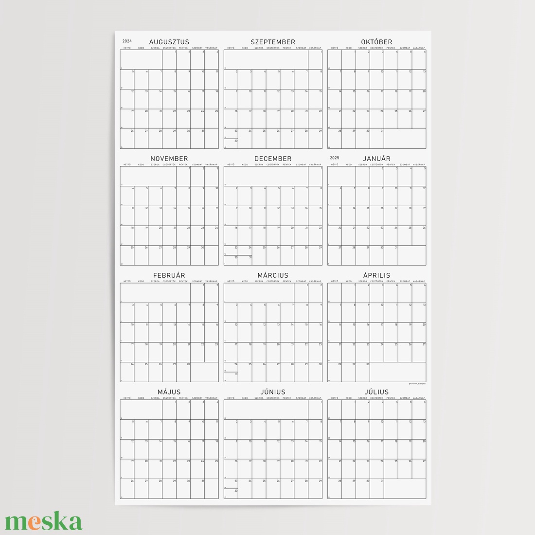 G R Á F éves poszternaptár / akadémiai év: 2024-2025 / kisméretű évtervező / fali tervező naptár - otthon & életmód - papír, írószer - naptár & tervező - Meska.hu