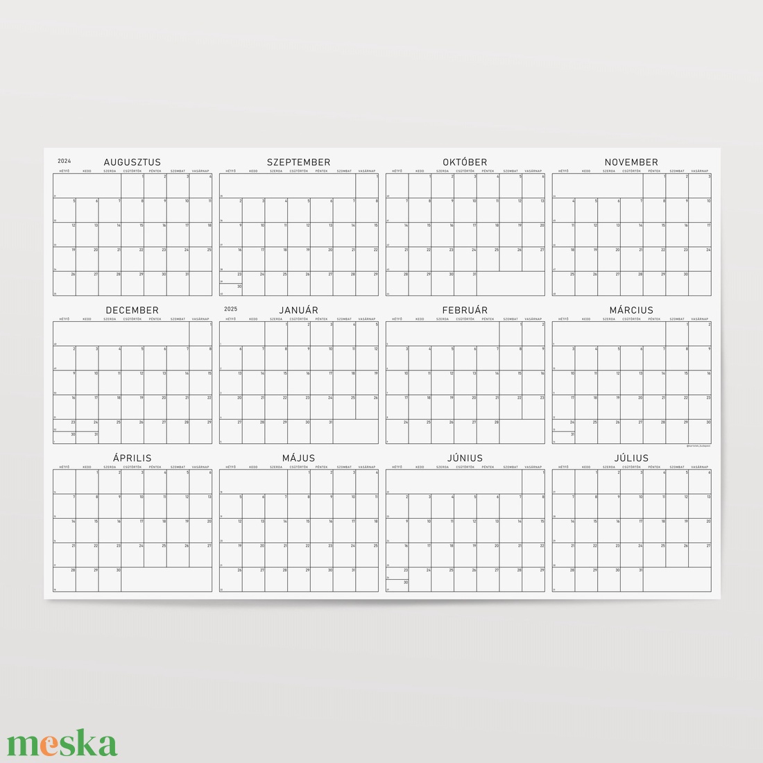 G R Á F éves poszternaptár / akadémiai év: 2024-2025 / kisméretű évtervező / fali tervező naptár - otthon & életmód - papír, írószer - naptár & tervező - Meska.hu