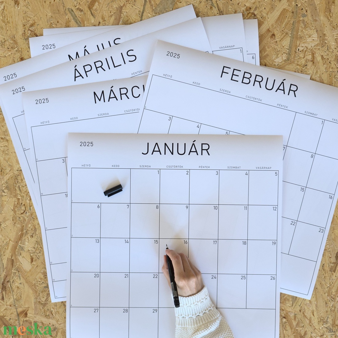 OUTLET _ 50% kedvezmény _ GRÁF havi poszternaptár / nagyméretű tervező naptár lapok 12 hónapra - otthon & életmód - papír, írószer - naptár & tervező - Meska.hu