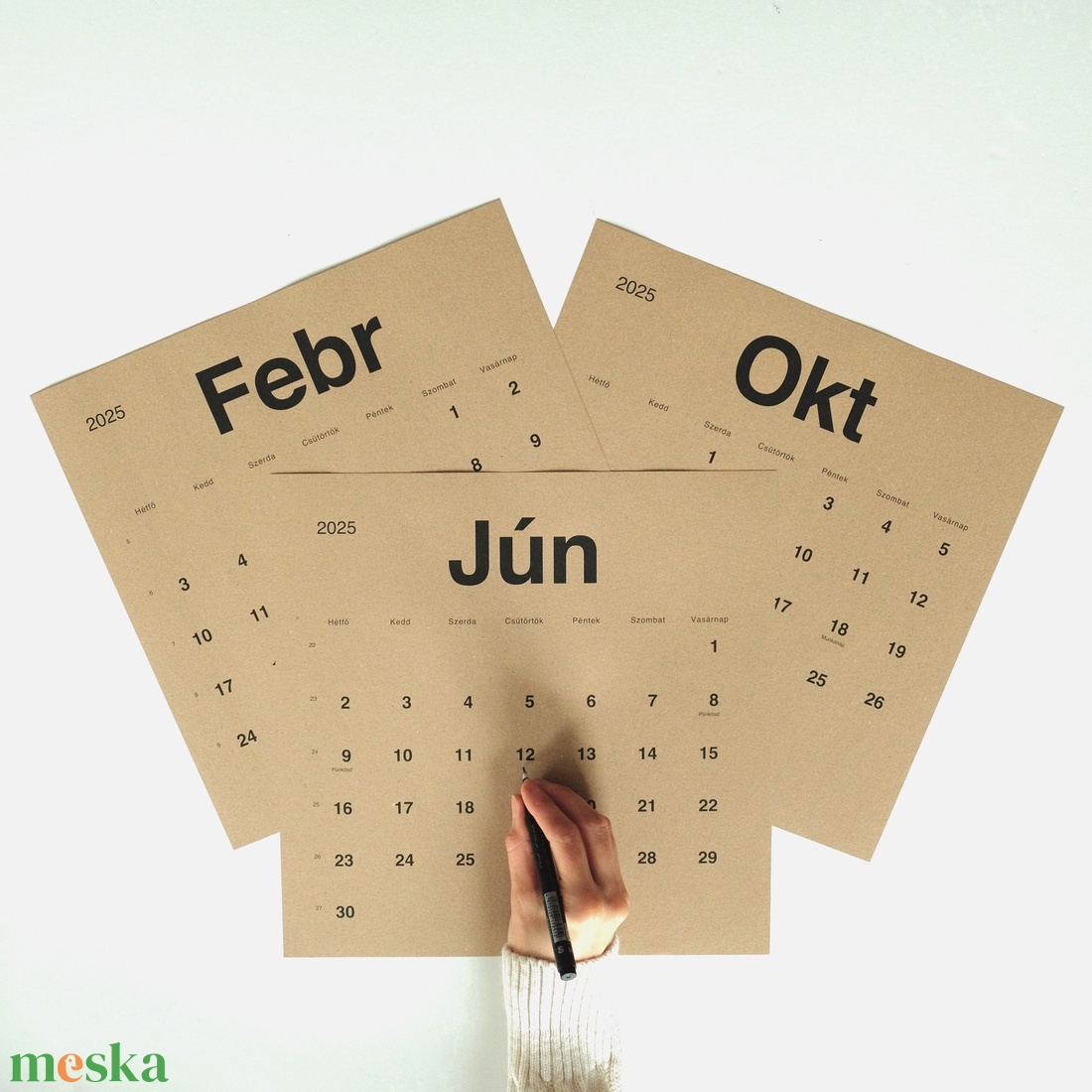 STÍL havi poszternaptár 2025 / kraft tervező naptár lapok 12 hónapra - otthon & életmód - papír, írószer - naptár & tervező - Meska.hu