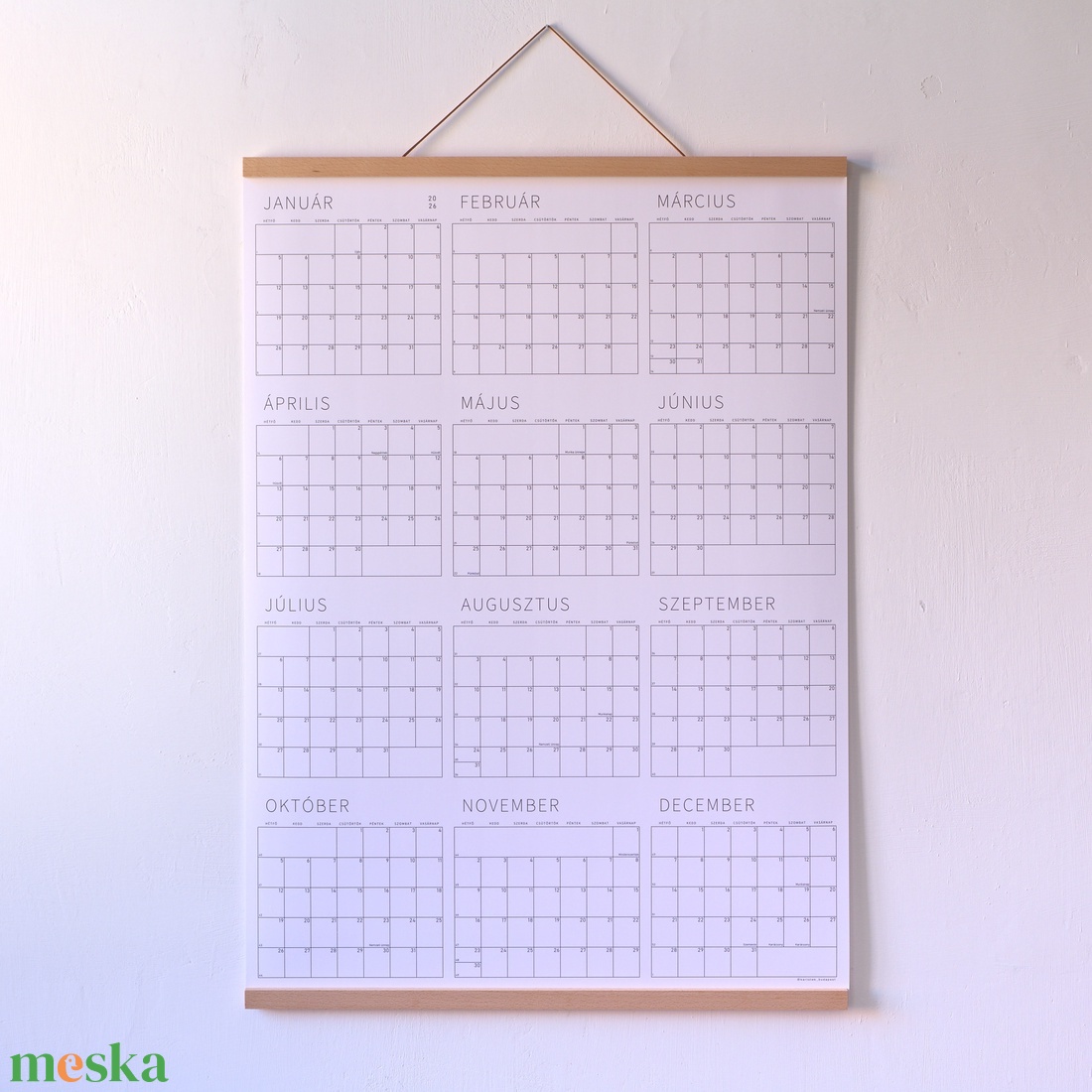 SZETT VI. / 2026. naptári év / naptár + tartó + matrica / Éves, nagyméretű, függőleges tervező - otthon & életmód - papír, írószer - naptár & tervező - Meska.hu