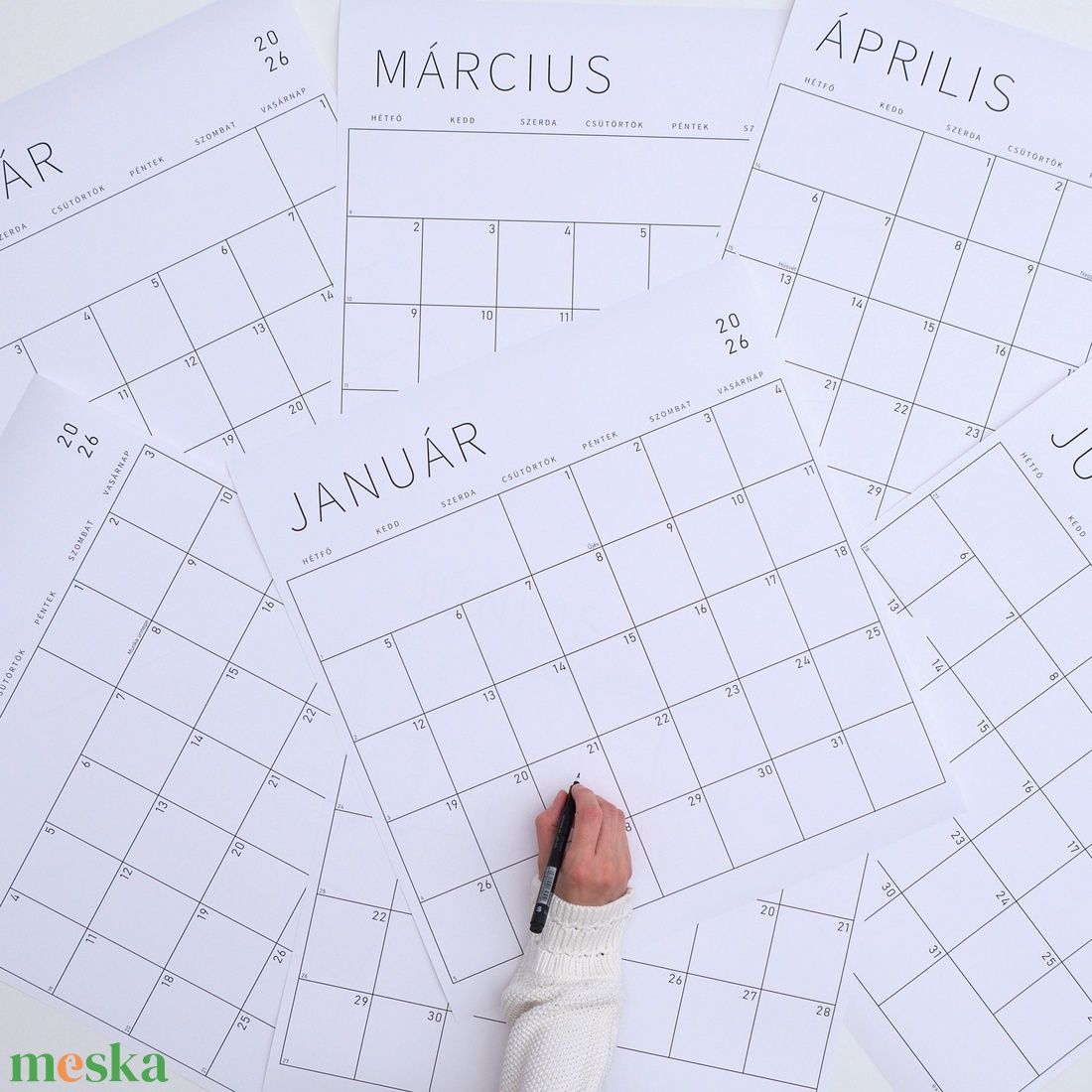 SZETT XVIII. / 2026. naptári év / naptár + tartó + matrica / Havi, kisméretű tervező - otthon & életmód - papír, írószer - naptár & tervező - Meska.hu