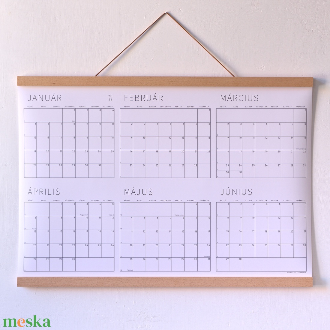 GRÁF poszternaptár XII. / 2026. naptári év / Féléves, kisméretű, vízszintes fali tervező - otthon & életmód - papír, írószer - naptár & tervező - Meska.hu