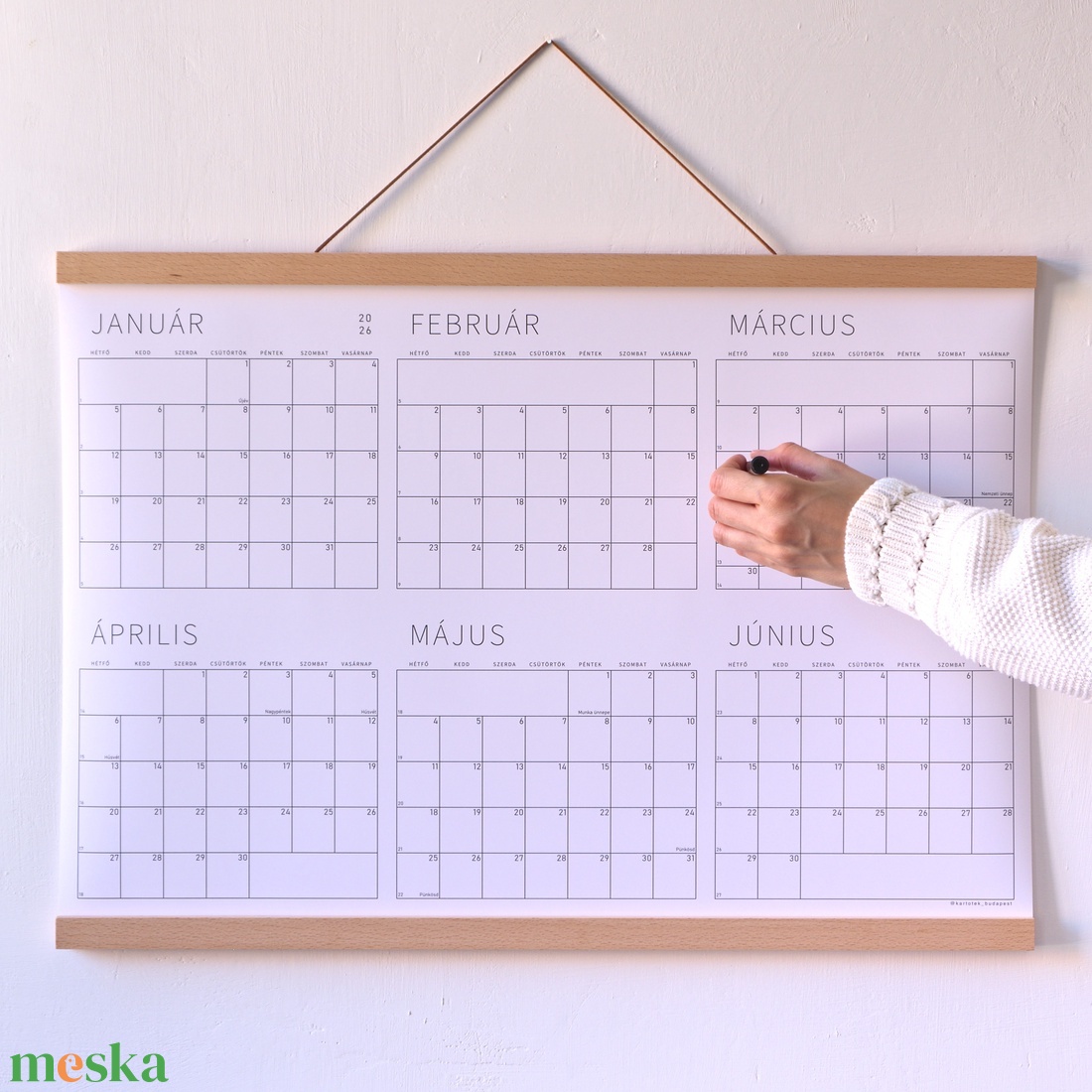 GRÁF poszternaptár XII. / 2026. naptári év / Féléves, kisméretű, vízszintes fali tervező - otthon & életmód - papír, írószer - naptár & tervező - Meska.hu