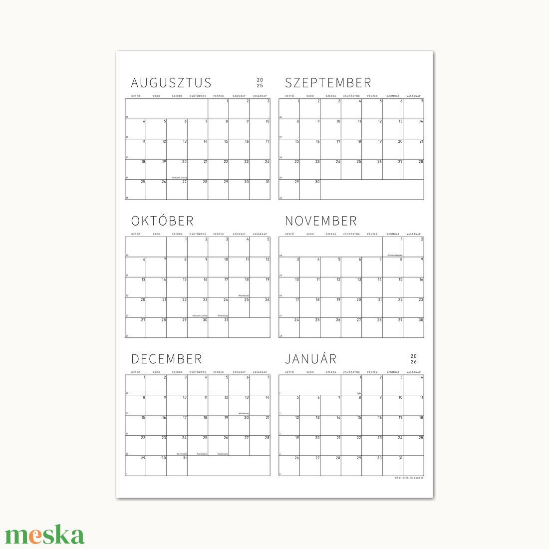 GRÁF poszternaptár XIII. / 2025-2026. akadémiai év / Féléves, nagyméretű, függőleges fali tervező - otthon & életmód - papír, írószer - naptár & tervező - Meska.hu