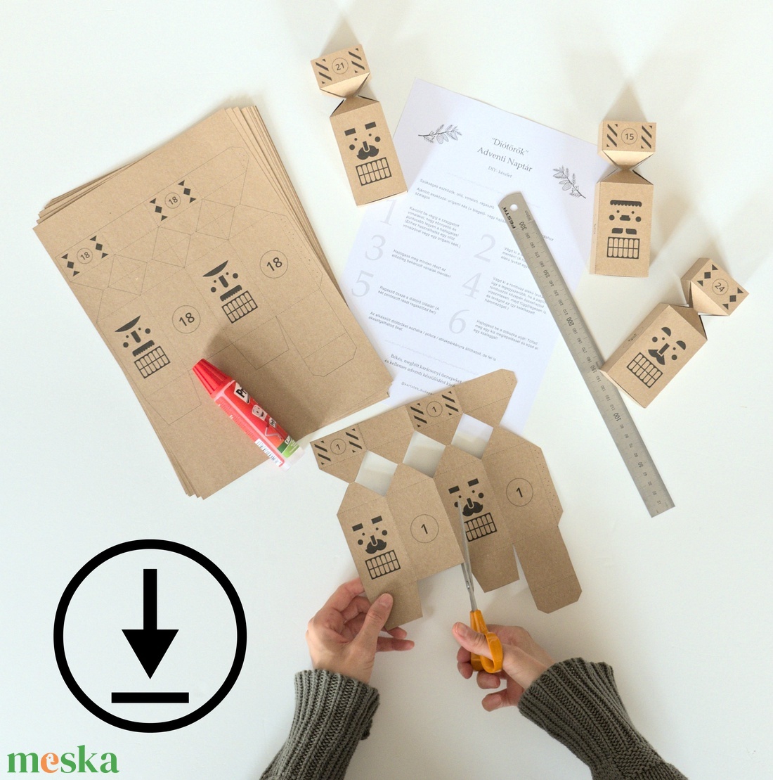 DIÓTÖRŐK adventi naptár / Nyomtatható DIY készlet / Letölthető digitális fájl - karácsony - adventi díszek - adventi naptár - Meska.hu