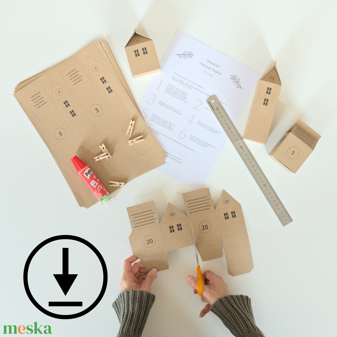 HÁZIKÓK adventi naptár / Nyomtatható DIY készlet / Letölthető digitális fájl - karácsony - adventi díszek - adventi naptár - Meska.hu