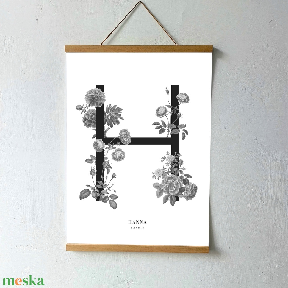 RÓZSA iniciálé poszter - otthon & életmód - babaszoba, gyerekszoba - babaszoba, gyerekszoba - Meska.hu