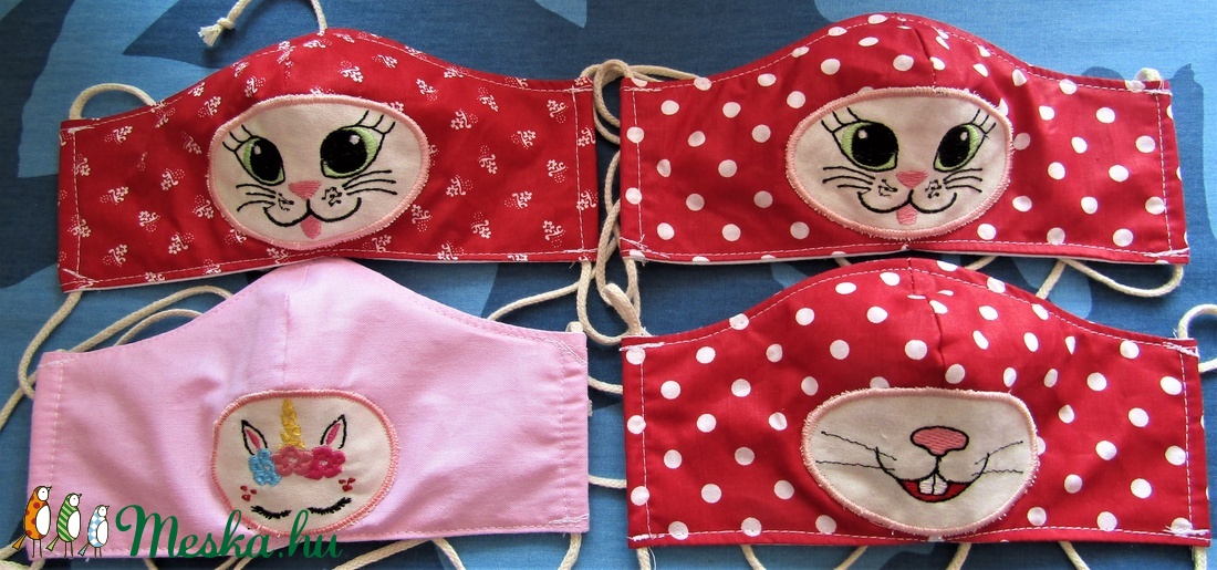 Hímzett gyerek  szájmaszk 4 rétegű -  - Meska.hu