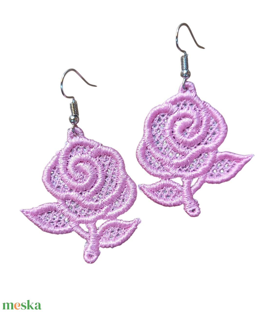 Rózsás fülbevaló  - ékszer - fülbevaló - lógó fülbevaló - Meska.hu