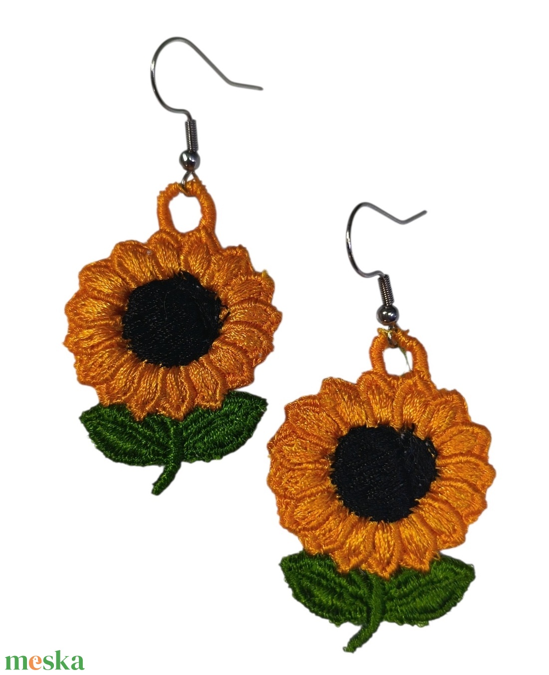 Napraforgó fülbevaló  - ékszer - fülbevaló - lógó fülbevaló - Meska.hu