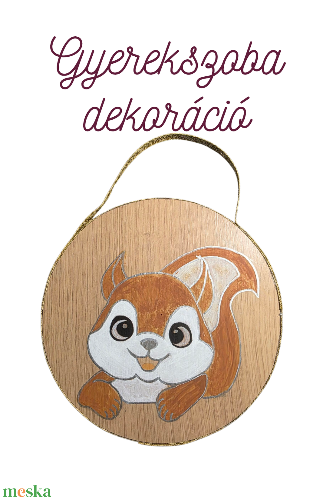 Ajtódísz gyerekszoba dekoráció/névtábla Újrahasznosított  kézzel festett mókus falikép - otthon & életmód - babaszoba, gyerekszoba - babaszoba kép - Meska.hu