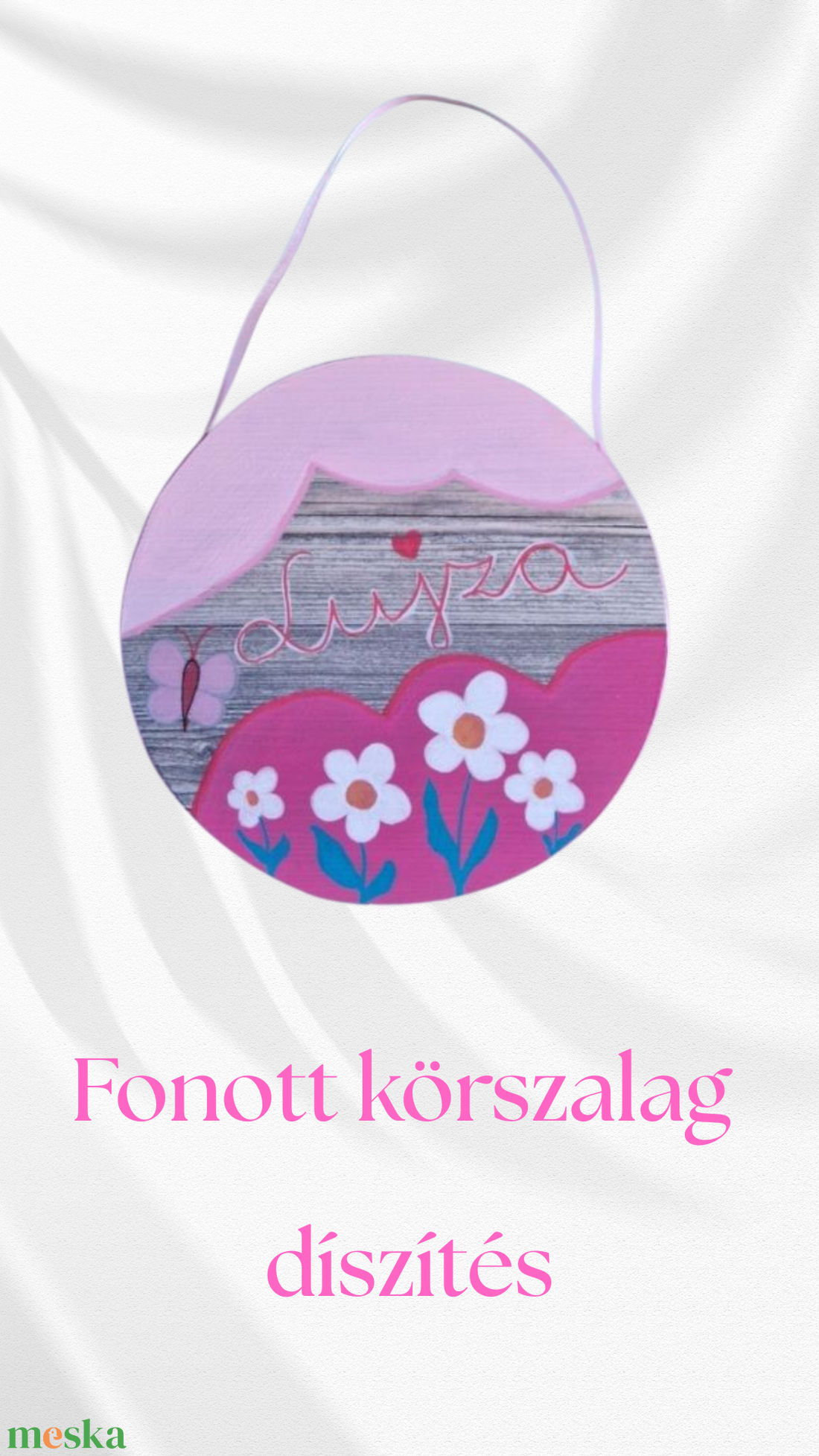 Kézzel festett egyedi névtábla  újrahasznosított laminált parkettából virágokkal - otthon & életmód - babaszoba, gyerekszoba - gyerek névtábla - Meska.hu
