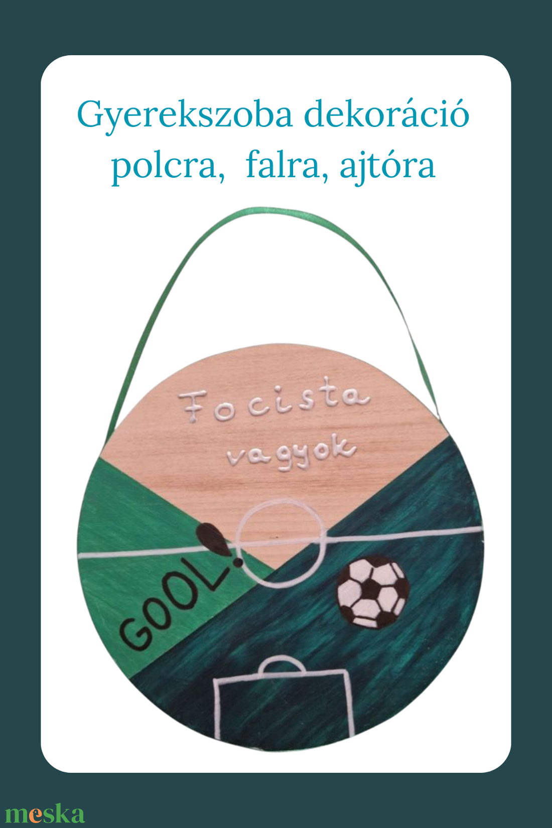 Kézzel festett, újrahasznosított gyerekszoba dekoráció  focis tábla kis sportolóknak - otthon & életmód - babaszoba, gyerekszoba - gyerek névtábla - Meska.hu