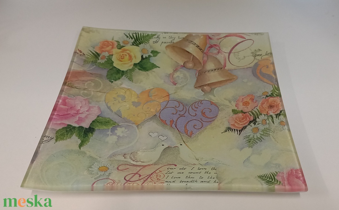 Esküvői üvegtál - otthon & életmód - dekoráció - asztal és polc dekoráció - dekorációs tál, tartó - Meska.hu