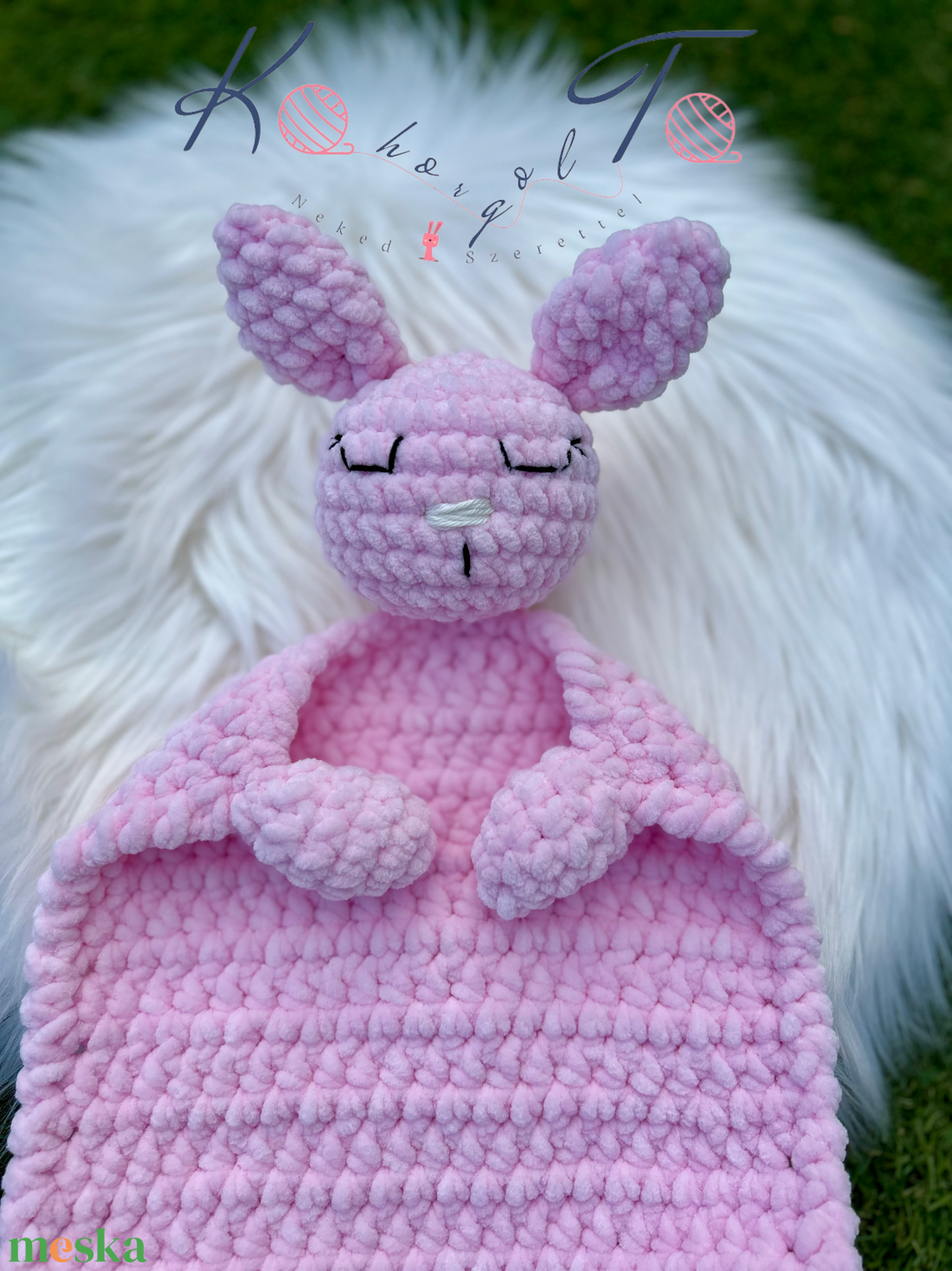 Horgolt nyuszis szundikendő / alvóka / rongyi - játék & sport - Meska.hu