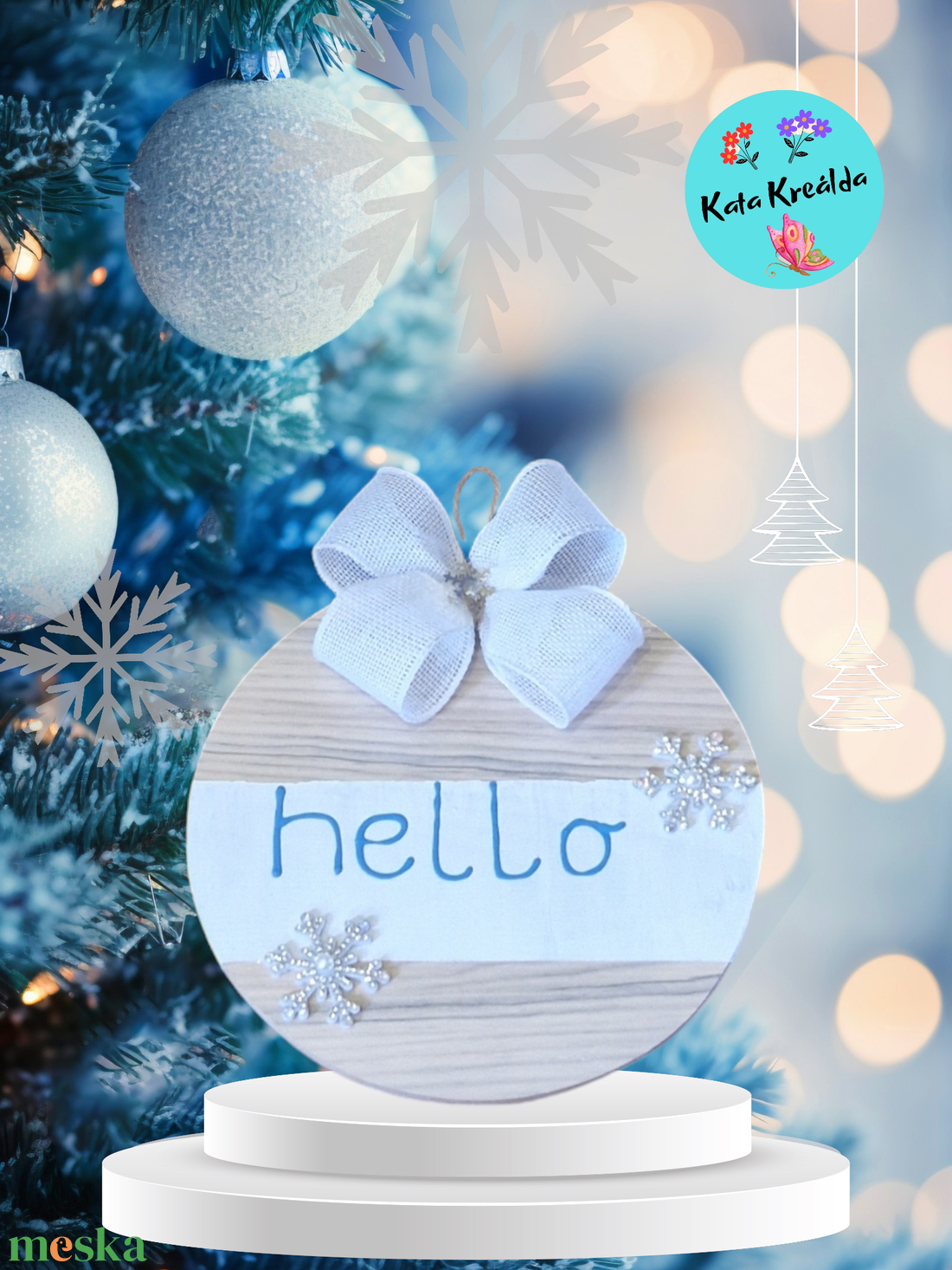 Téli ajtódísz /hello - karácsony - adventi díszek - adventi asztaldísz - Meska.hu