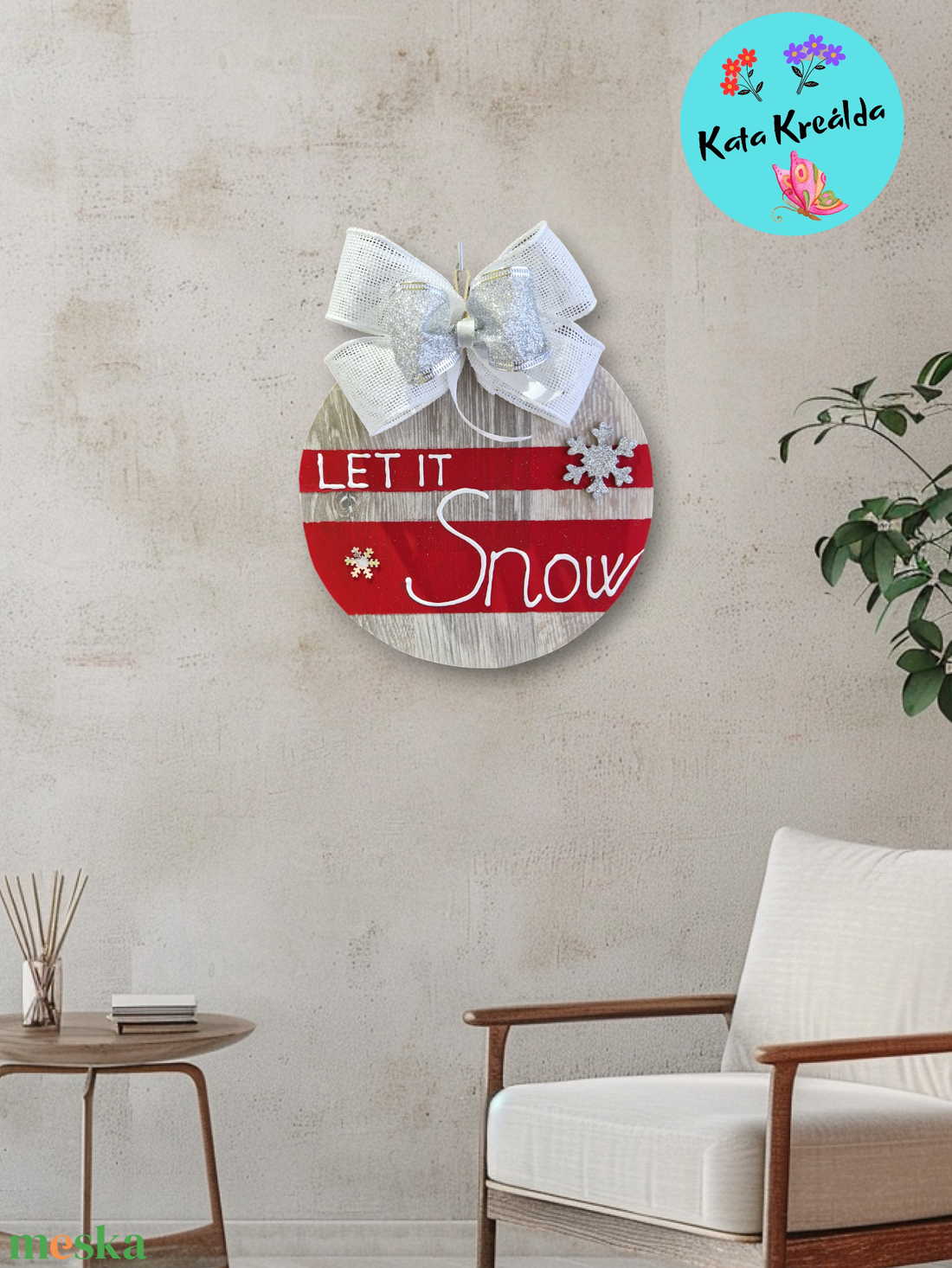Let it snow ajtódísz - karácsony - adventi díszek - adventi asztaldísz - Meska.hu