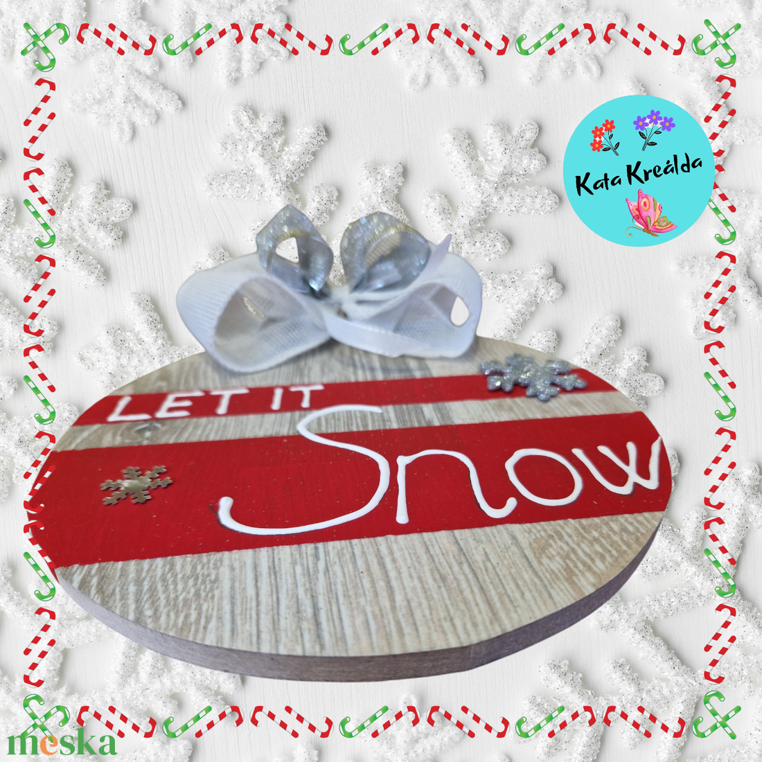 Let it snow ajtódísz - karácsony - adventi díszek - adventi asztaldísz - Meska.hu