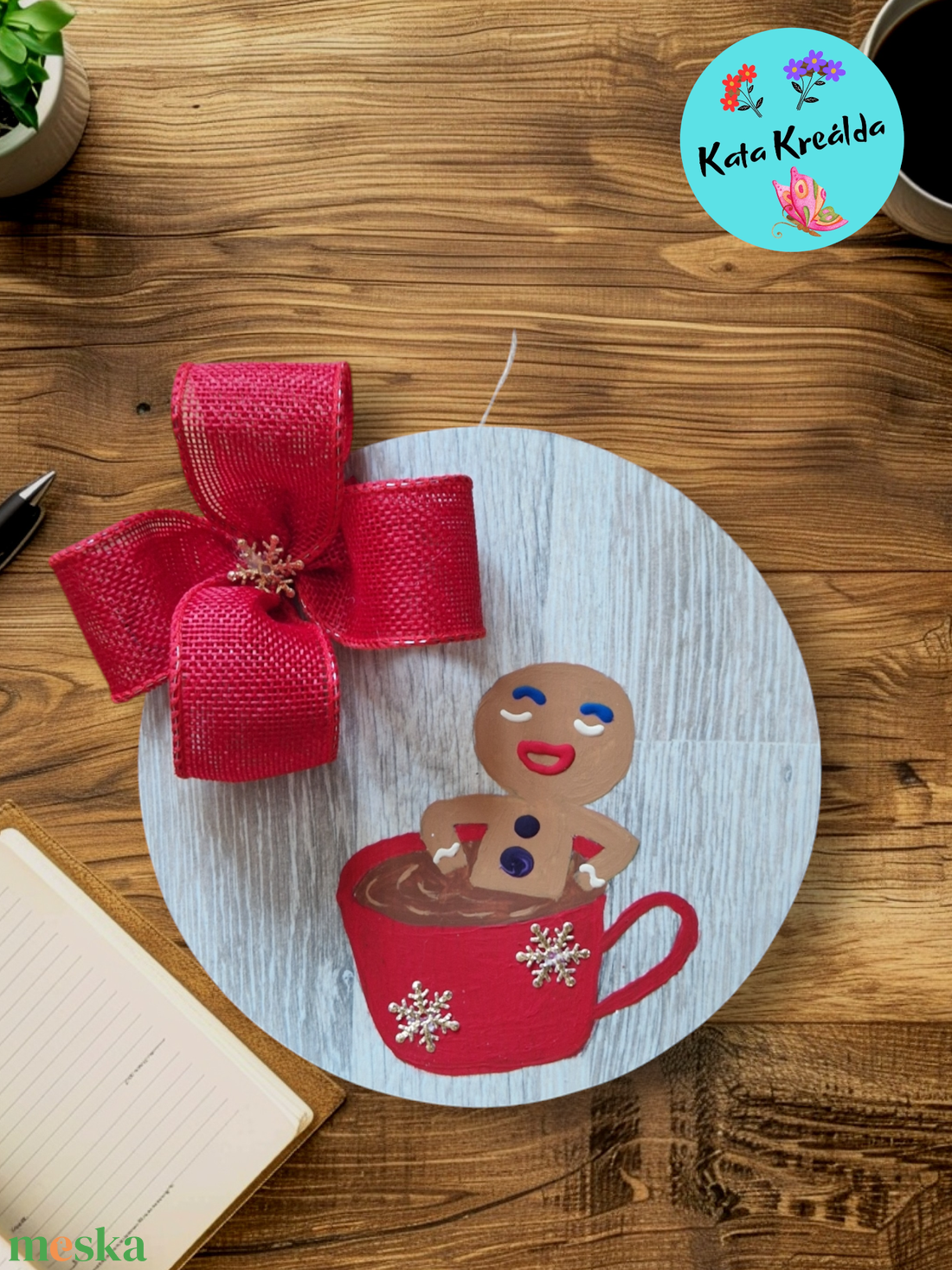 Mézi + kávé, kézzel festett, újrahasznosított laminált parkettára, polcra, lakásdekoráció - karácsony - karácsonyi lakásdekoráció - karácsonyi lakásdíszek - Meska.hu