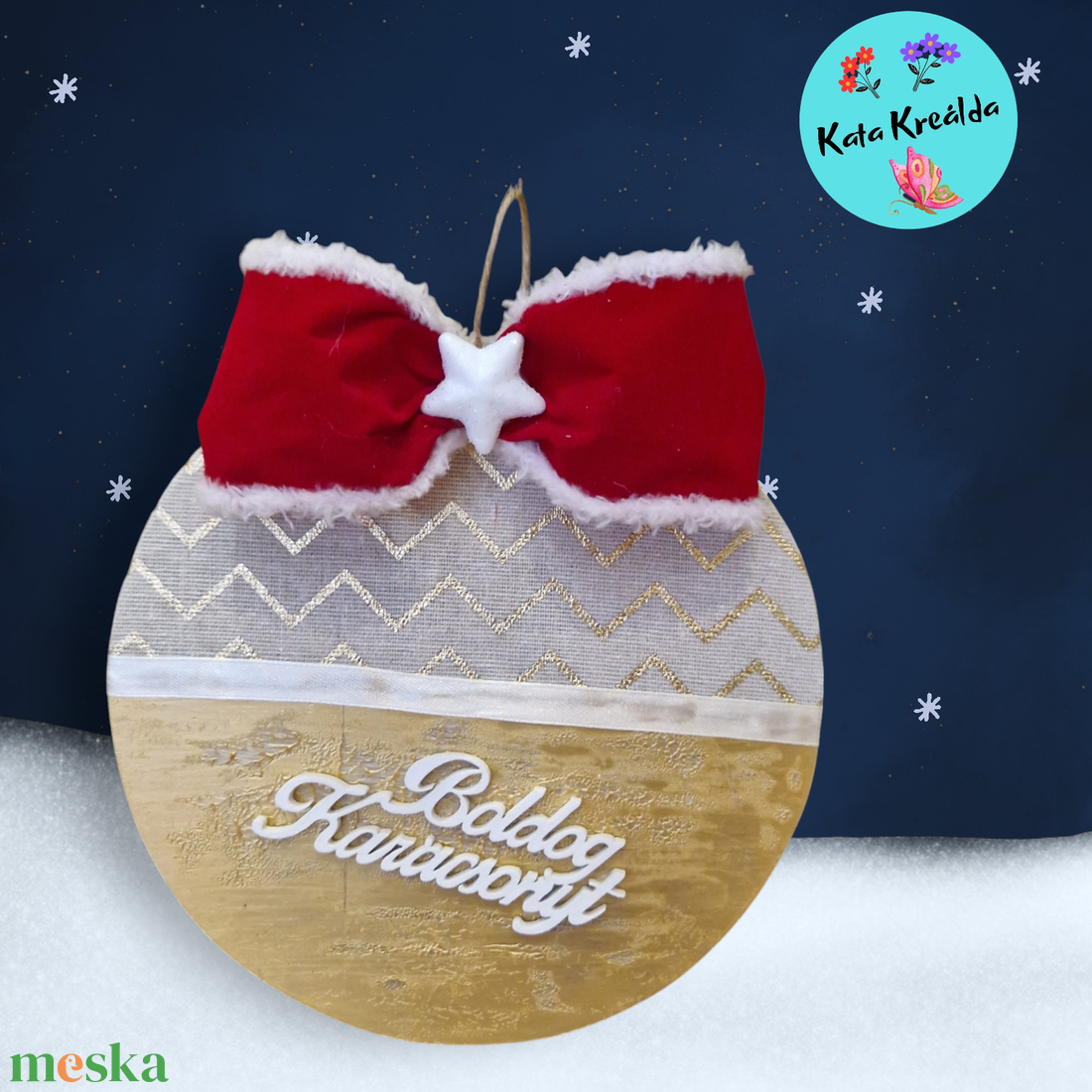 Karácsonyi ajtódísz bársonymasnival - otthon & életmód - dekoráció - ajtó- és ablak dekoráció - ajtódísz & kopogtató - Meska.hu