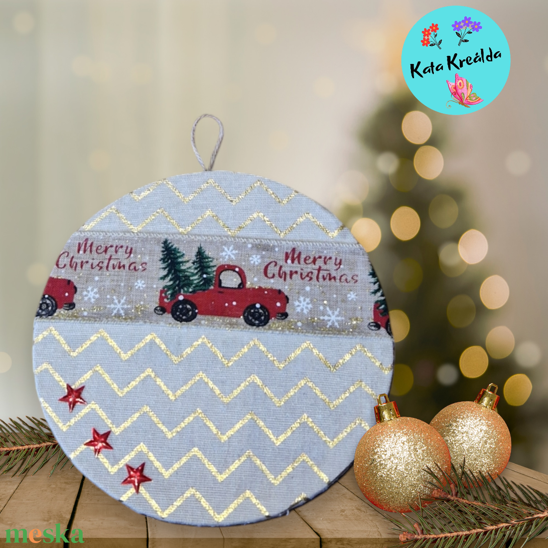 Karácsonyi ajtódísz autós - otthon & életmód - dekoráció - ajtó- és ablak dekoráció - ajtódísz & kopogtató - Meska.hu