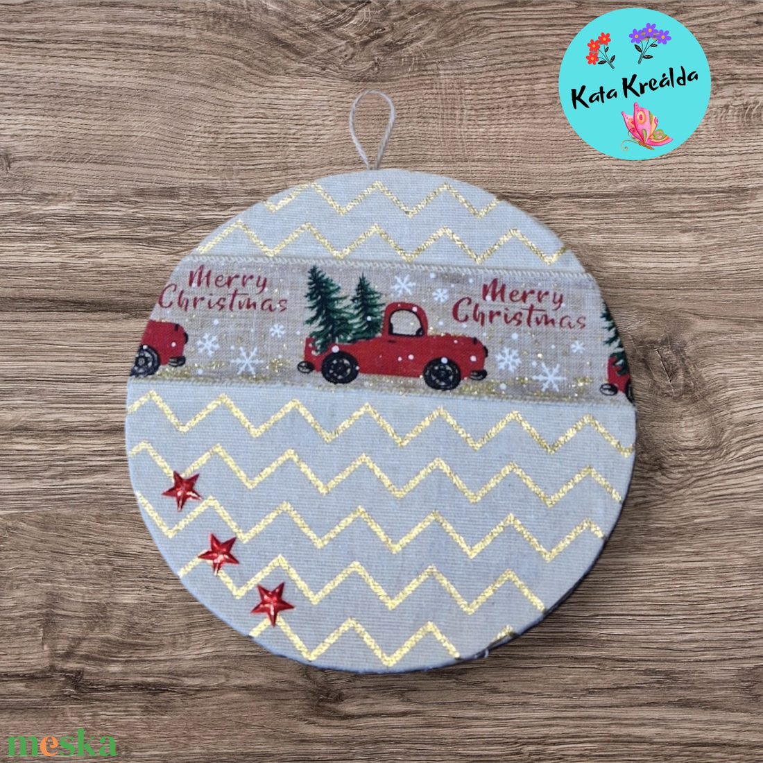 Karácsonyi ajtódísz autós - otthon & életmód - dekoráció - ajtó- és ablak dekoráció - ajtódísz & kopogtató - Meska.hu