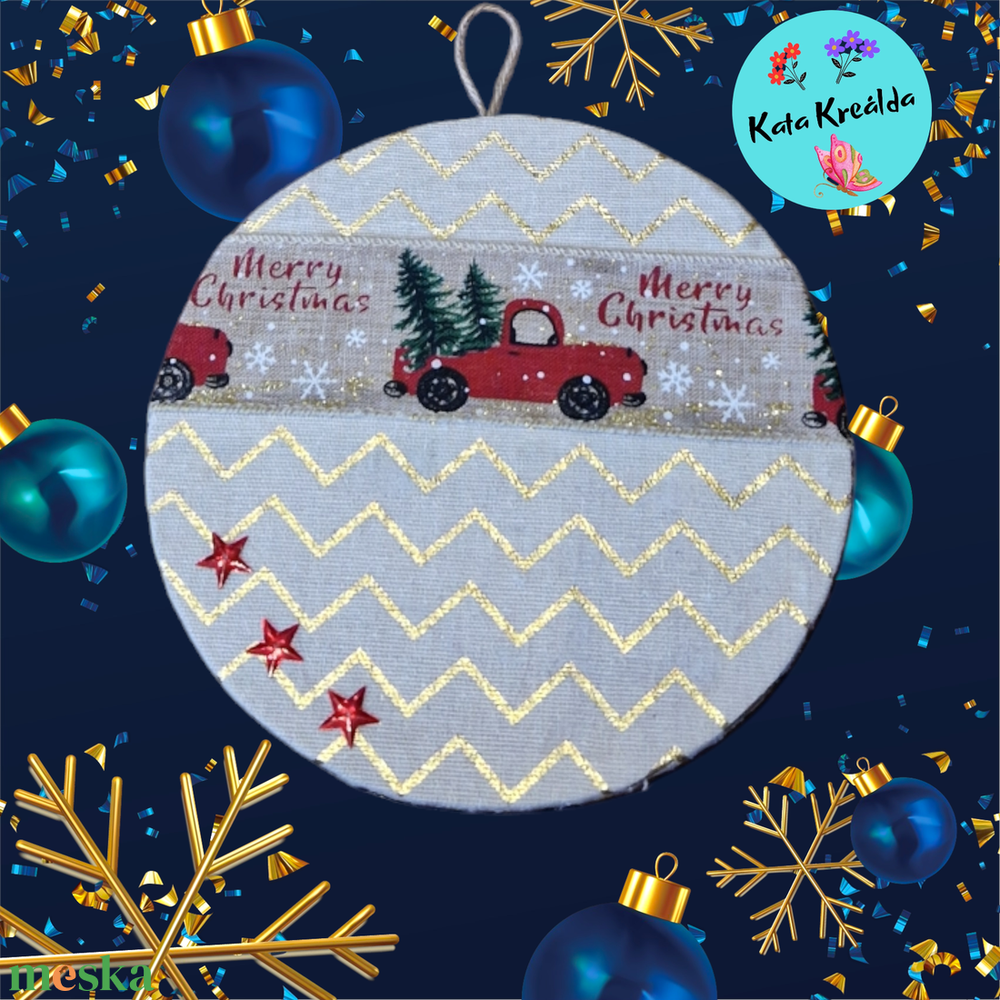 Karácsonyi ajtódísz autós - otthon & életmód - dekoráció - ajtó- és ablak dekoráció - ajtódísz & kopogtató - Meska.hu