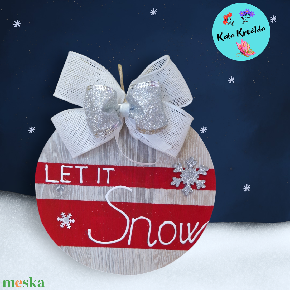 Let it snow ajtódísz - karácsony - adventi díszek - adventi asztaldísz - Meska.hu