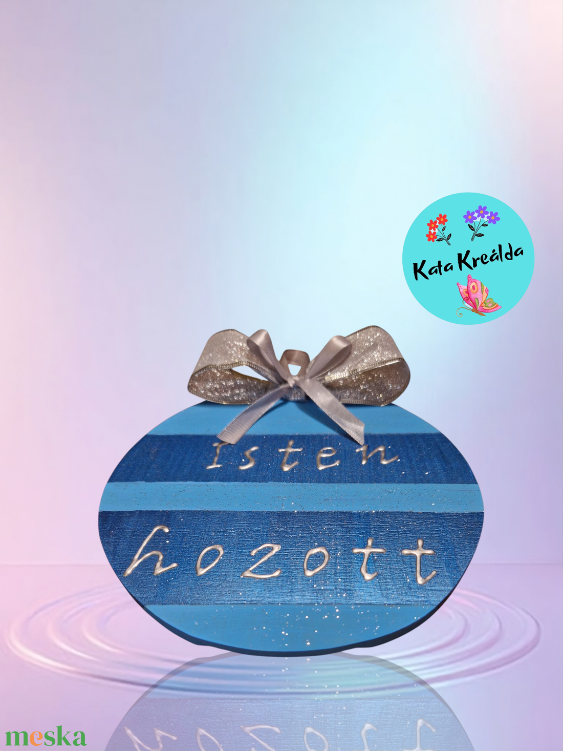 Isten hozott tábla kék-ezüst - otthon & életmód - dekoráció - ajtó- és ablak dekoráció - ajtódísz & kopogtató - Meska.hu