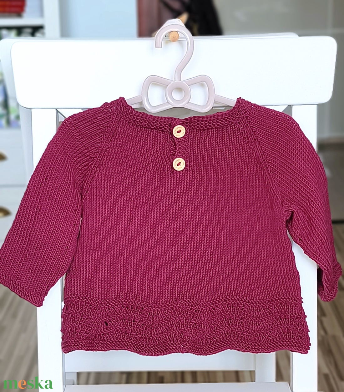 Kislány pulóver csipkekötéssel - ruha & divat - gyerekruha - pulóver - Meska.hu