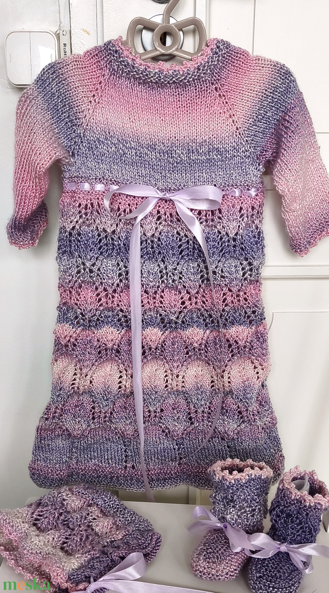  Csipkés hosszú ruha szett kislányoknak  - baba - mama - babafotózás - szett újszülött fotózásra - Meska.hu