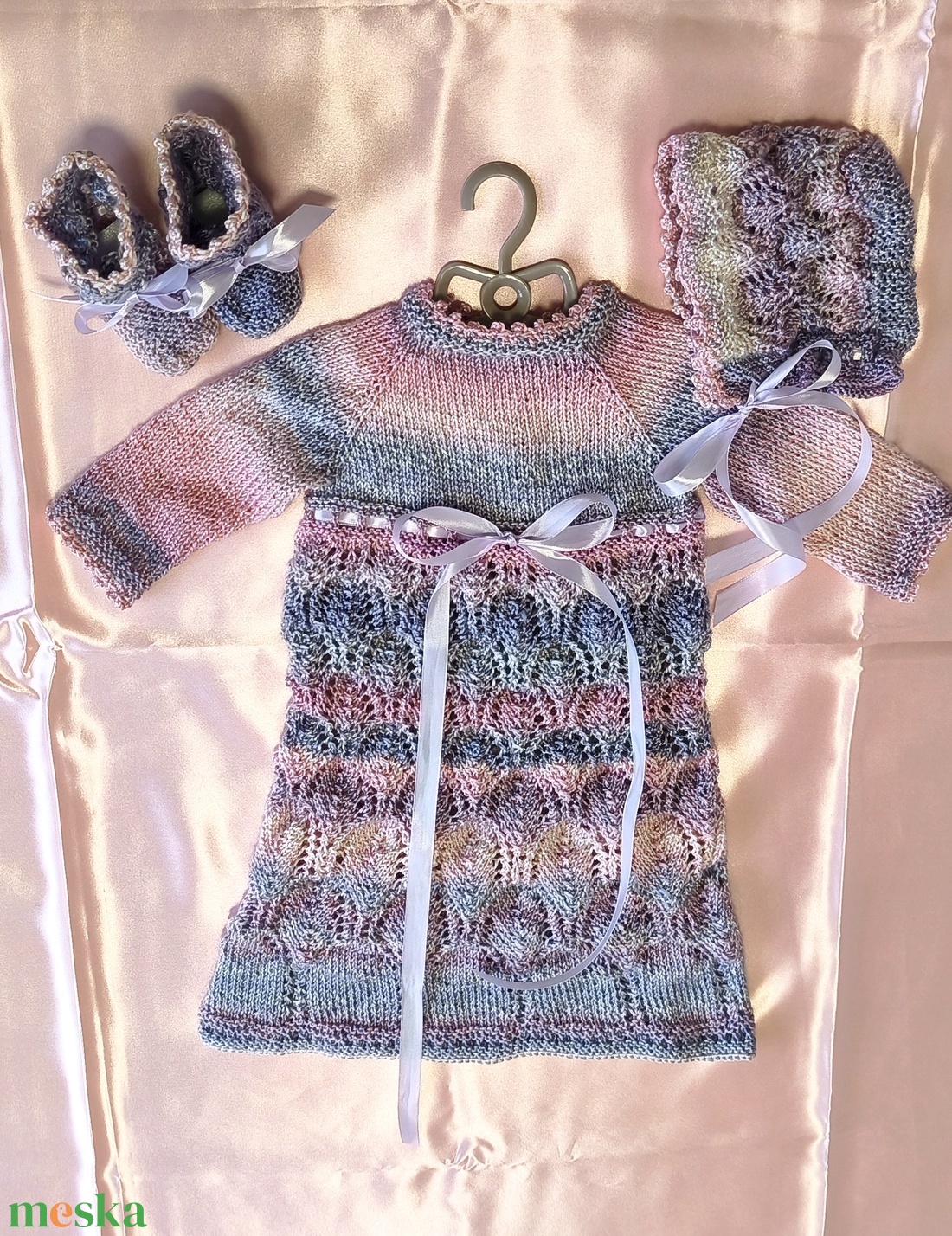  Csipkés hosszú ruha szett kislányoknak  - baba - mama - babafotózás - szett újszülött fotózásra - Meska.hu