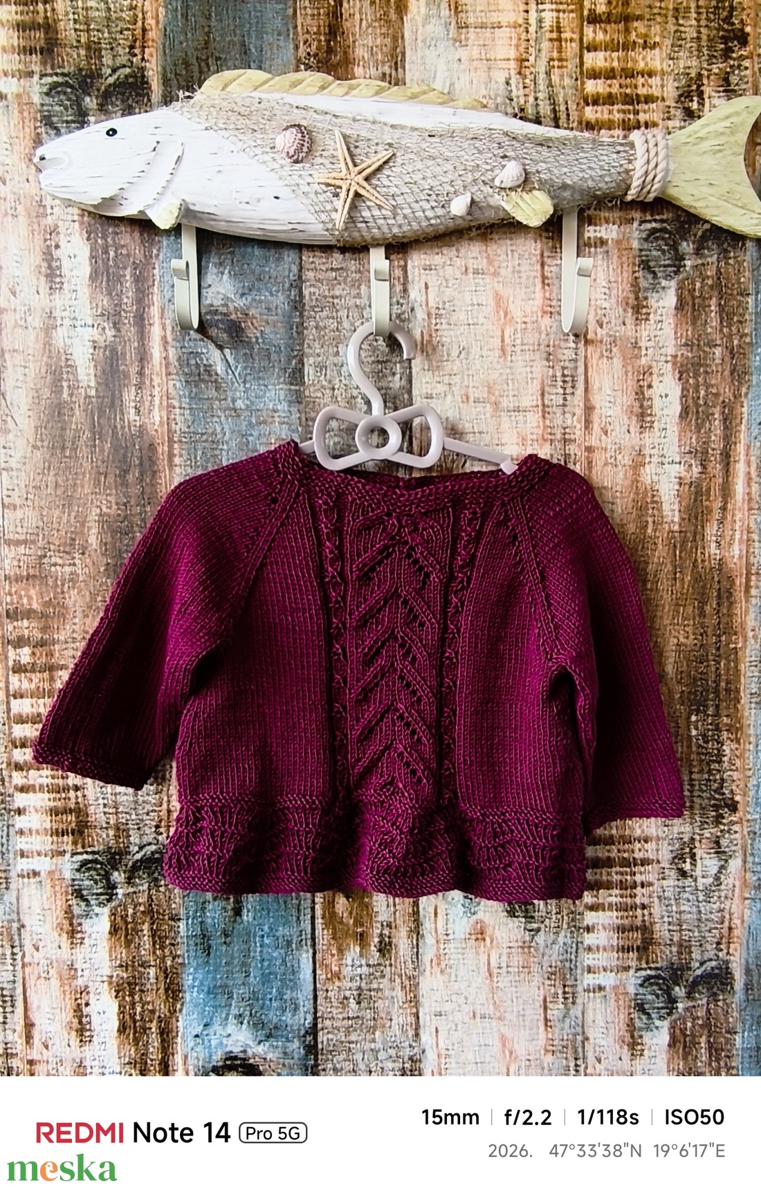 Kislány pulóver csipkekötéssel - baba - mama - babaruházat - baba pulóver - Meska.hu