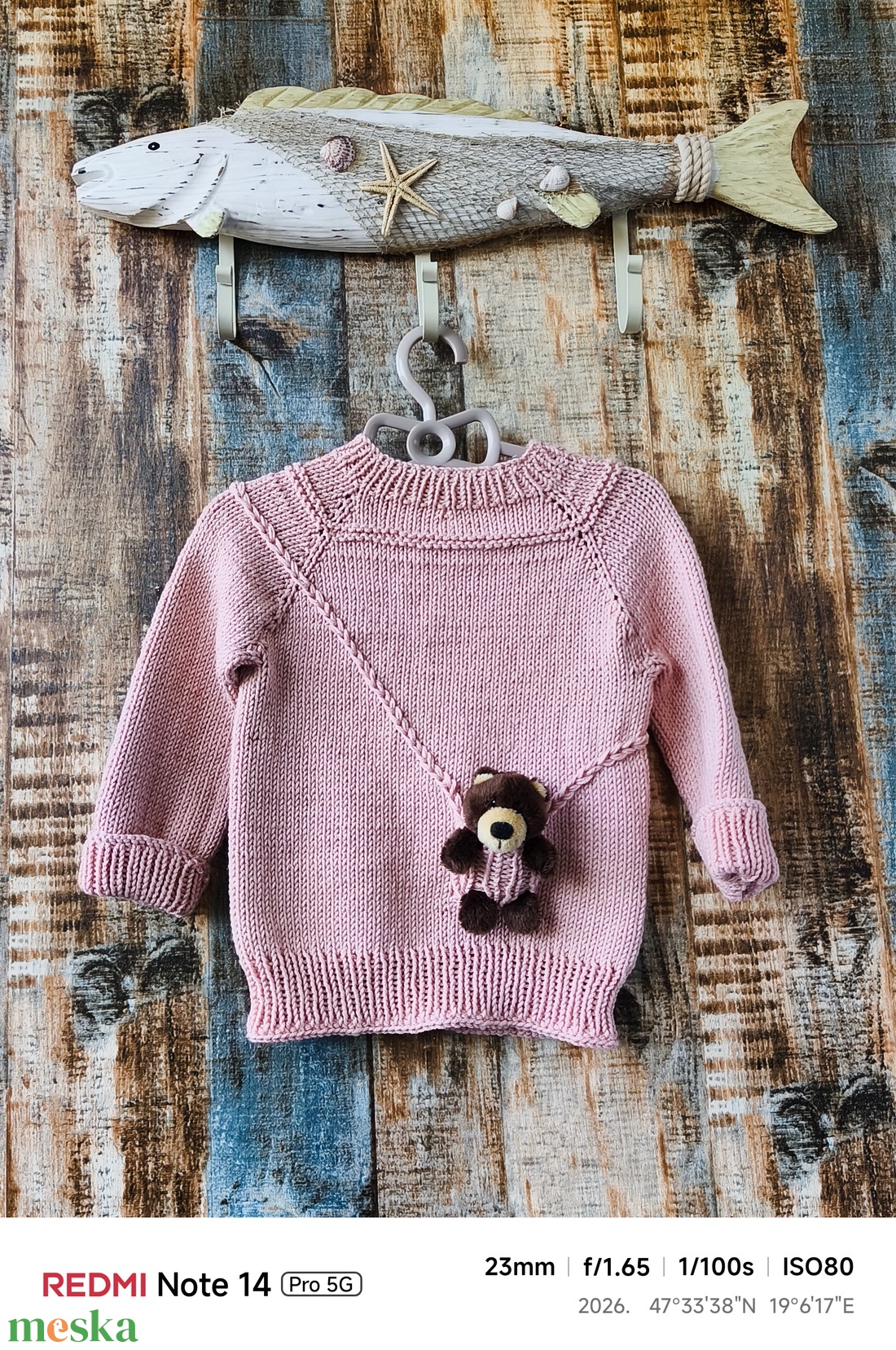 Gyerek pulóver plüss maci disszel  - baba - mama - babaruházat - baba pulóver - Meska.hu