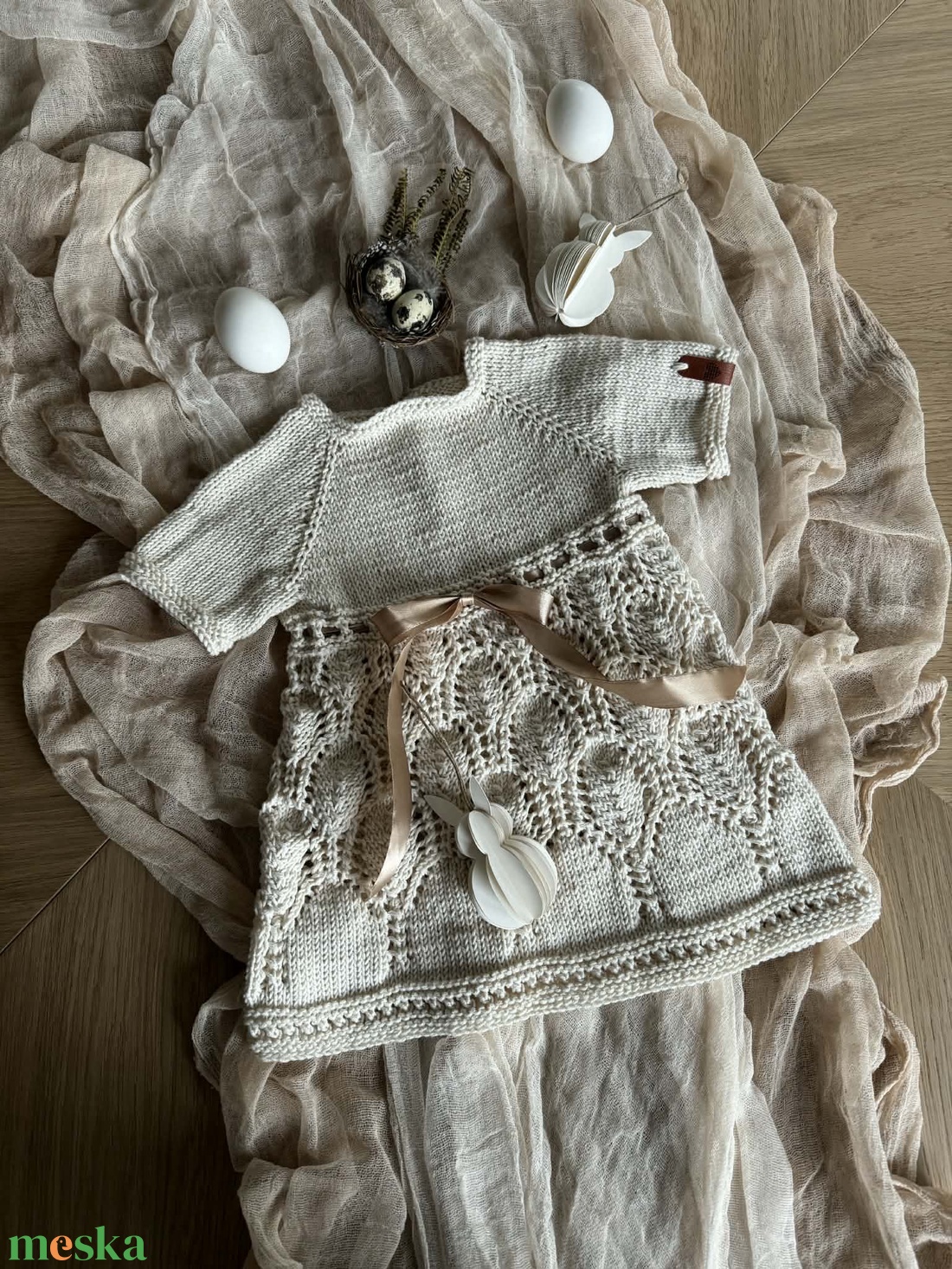 Kislányruha csipkekötéssel - baba - mama - babaruházat - baba ruhák - Meska.hu