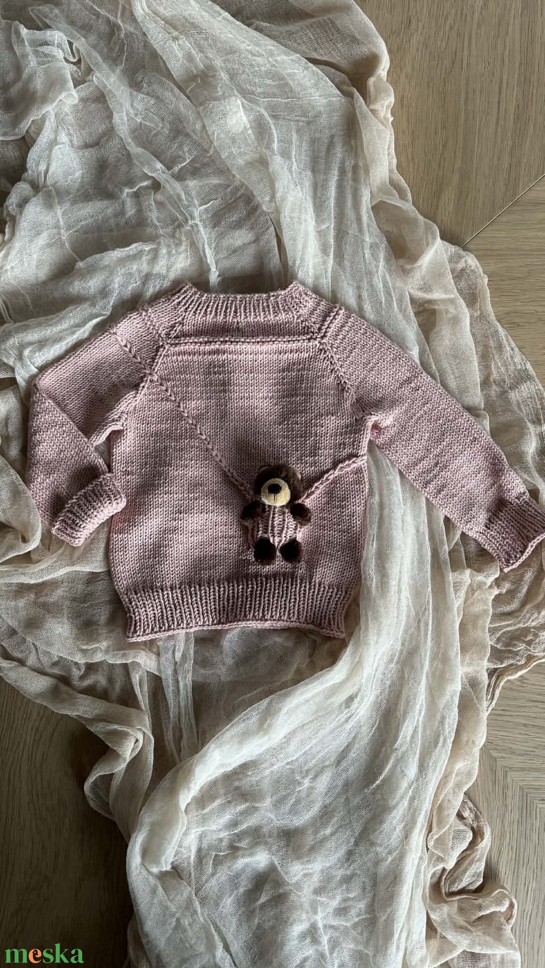 Gyerek pulóver plüss maci disszel  - baba - mama - babaruházat - baba pulóver - Meska.hu