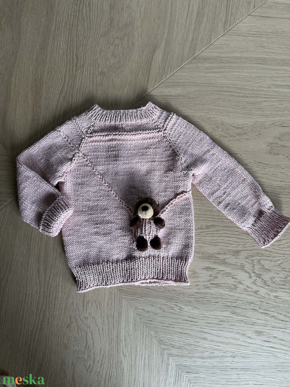 Gyerek pulóver plüss maci disszel  - baba - mama - babaruházat - baba pulóver - Meska.hu