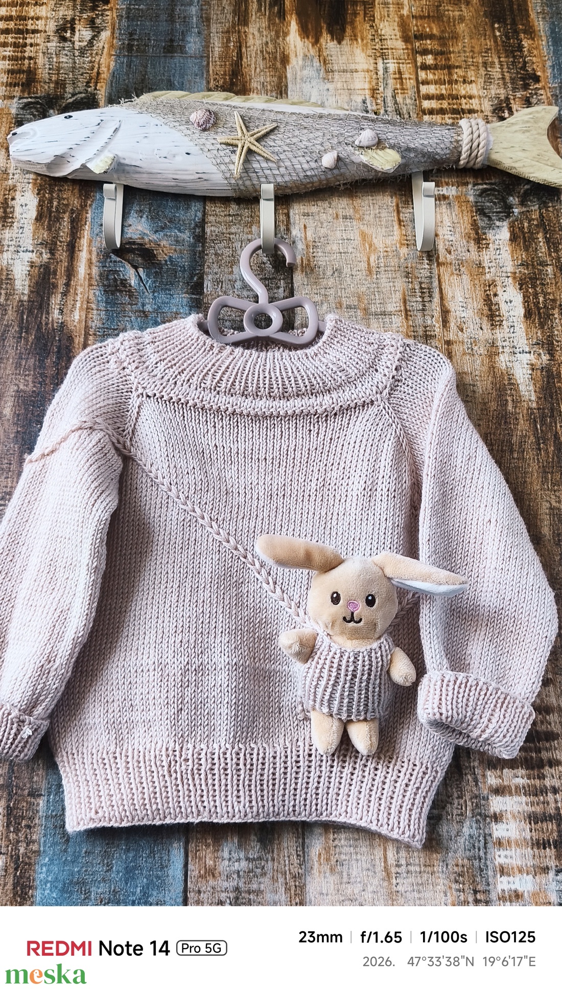 Gyerek pulóver plüss nyuszival a zsebben  - baba - mama - babaruházat - baba pulóver - Meska.hu