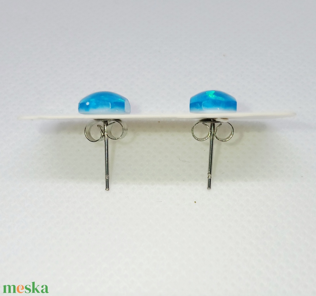 Kék színű flitterrel, csillámmal díszített fülbevaló - ékszer - fülbevaló - fülékszer - Meska.hu