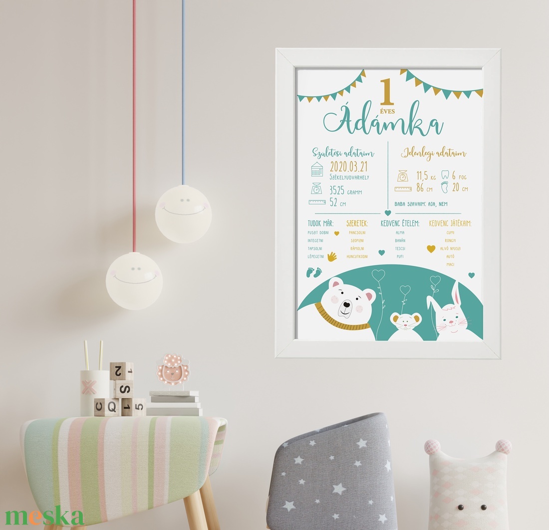 Keretezett első születésnapi babaposzter állatkás illusztrációkal - otthon & életmód - babaszoba, gyerekszoba - babaszoba kép - Meska.hu Keretezett első születésnapi babaposzter állatkás illusztrációkal - otthon & életmód - babaszoba, gyerekszoba - babaszoba kép - Meska.hu