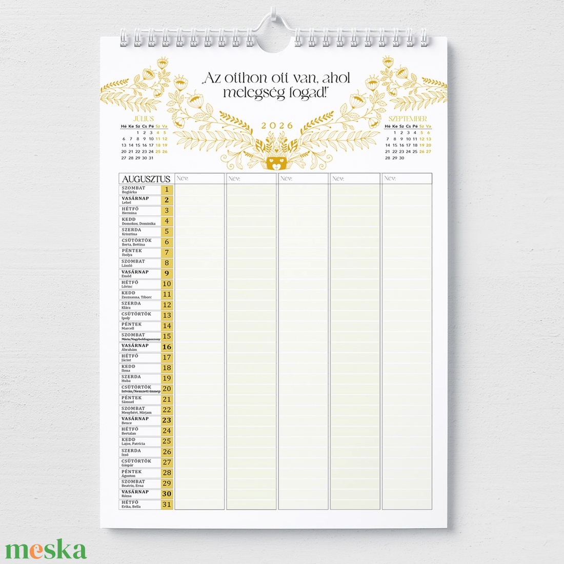 2026-os Csaldi tervező falinaptr A3 méretben - otthon & életmód - papír, írószer - naptár & tervező - Meska.hu
