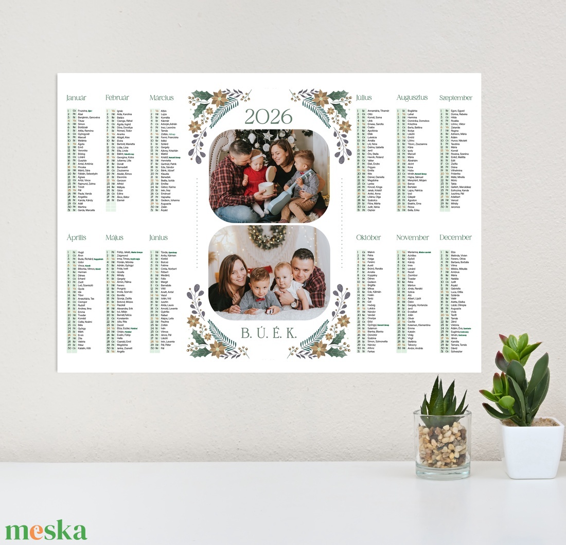 Fóliázott 2026-os fényképes naptár, megszemélyesített, egyedi grafikával - otthon & életmód - dekoráció - fali és függő dekoráció - falinaptár & öröknaptár - Meska.hu