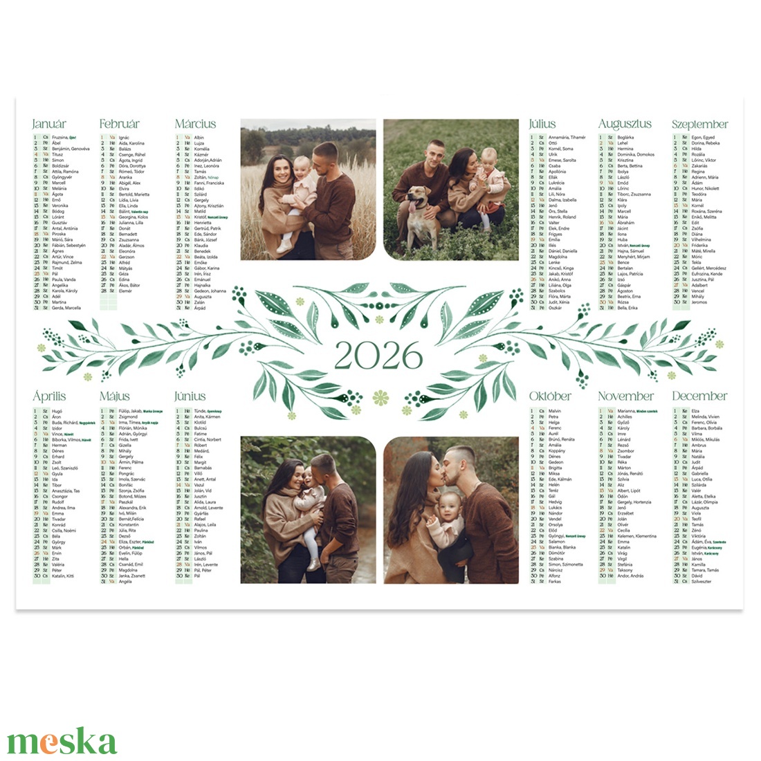Fóliázott 2026-os fényképes naptár, megszemélyesített, egyedi grafikával - otthon & életmód - dekoráció - fali és függő dekoráció - falinaptár & öröknaptár - Meska.hu