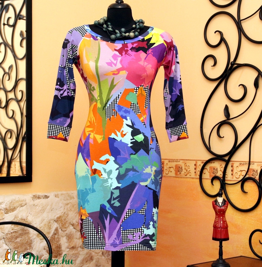 Színes art pöttyös ruha  -  - Meska.hu