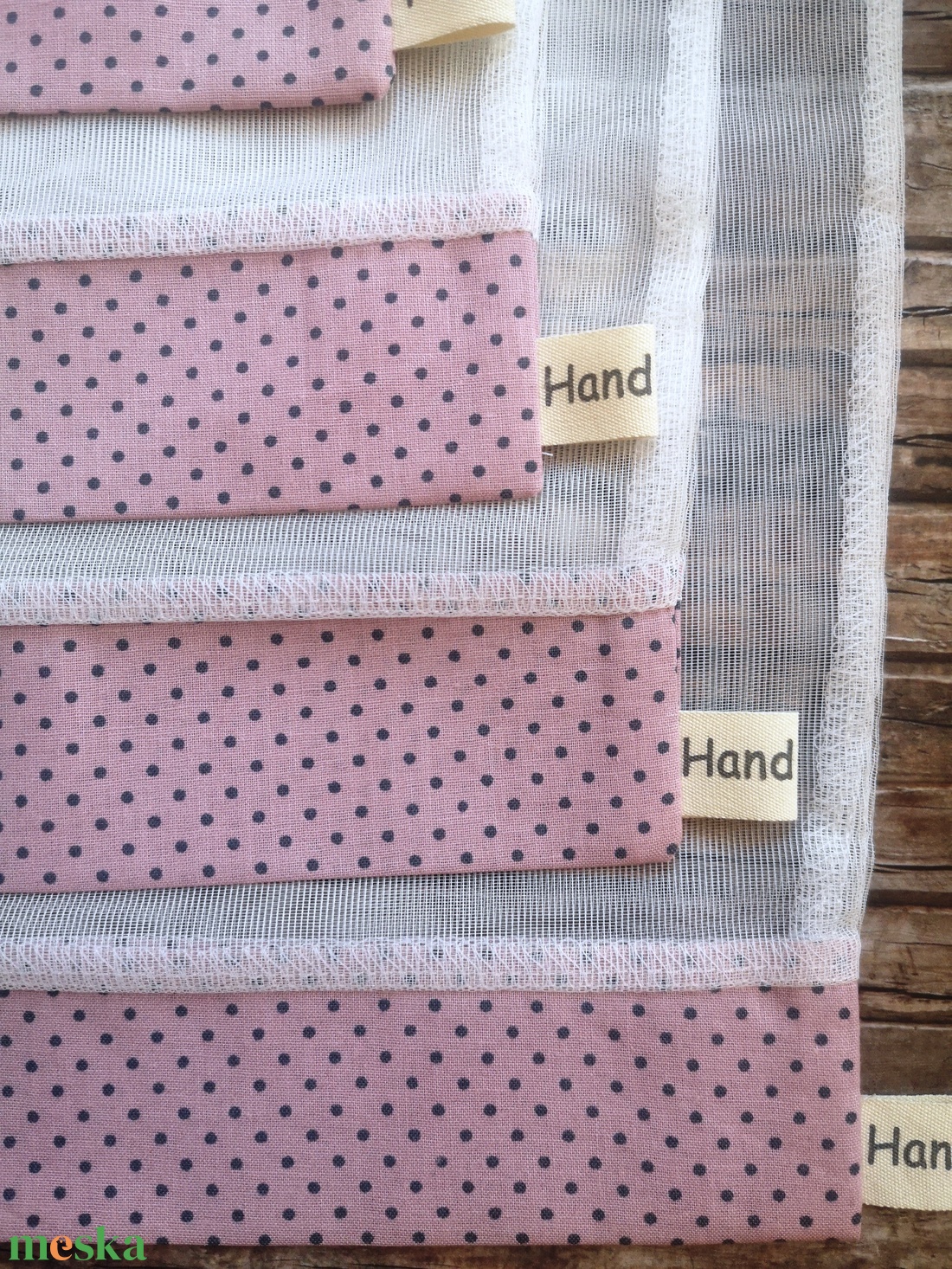 Mályva - szürke pöttyös tüll öko tasak szett 5 darabos Zero Waste - táska & tok - bevásárlás & shopper táska - zöldség/gyümölcs zsák - Meska.hu