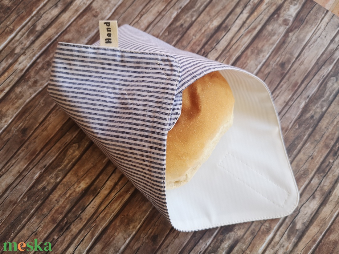 Újraszalvéta Kék - fehér klasszikus csíkos Zero Waste - táska & tok - uzsonna- & ebéd tartó - szendvics csomagoló - Meska.hu