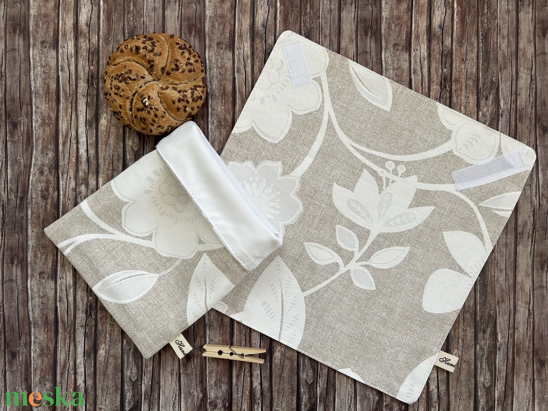 Natúr virágos újraszalvéta + snackbag bambusz csipesszel - Zero Waste szett - táska & tok - uzsonna- & ebéd tartó - szendvics csomagoló - Meska.hu Natúr virágos újraszalvéta + snackbag bambusz csipesszel - Zero Waste szett - táska & tok - uzsonna- & ebéd tartó - szendvics csomagoló - Meska.hu