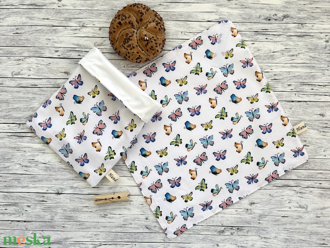 Pillangós újraszalvéta + snackbag - Zero Waste szett - táska & tok - uzsonna- & ebéd tartó - szendvics csomagoló - Meska.hu Pillangós újraszalvéta + snackbag - Zero Waste szett - táska & tok - uzsonna- & ebéd tartó - szendvics csomagoló - Meska.hu