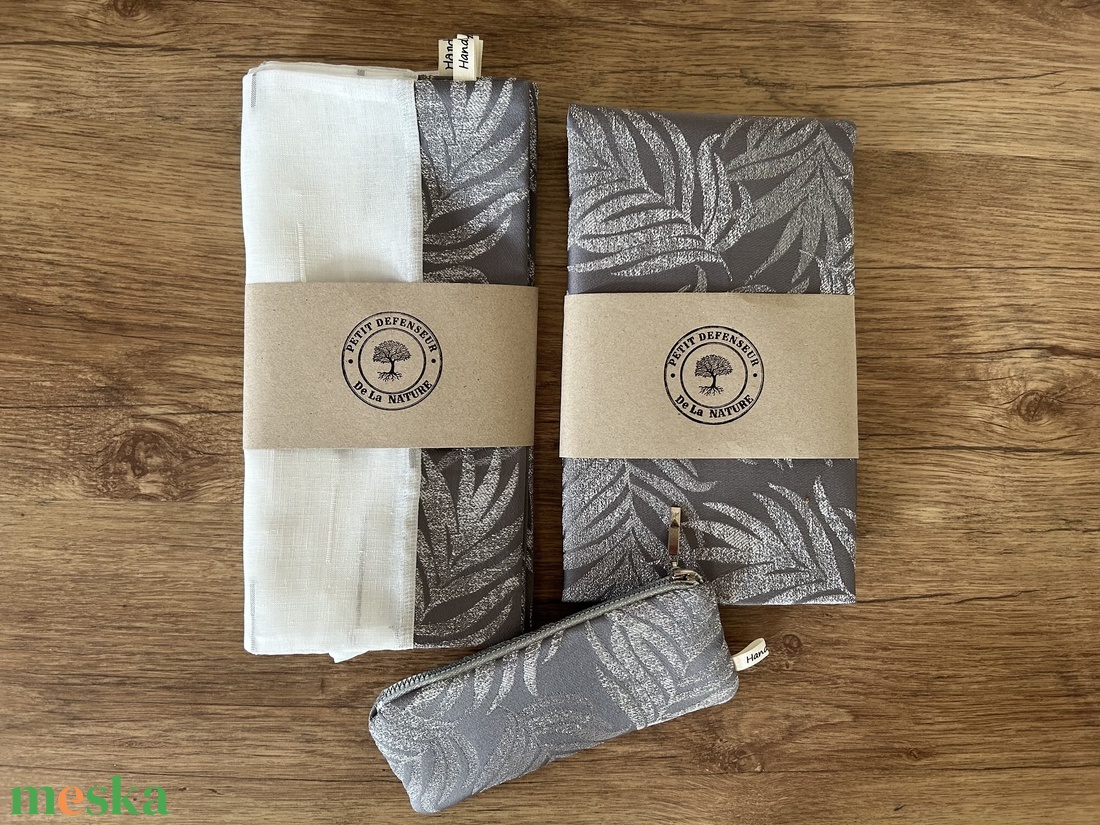 Bevásárló szett szürke/fehér szín táska, öko tasak, neszivel Zerowaste - táska & tok - bevásárlás & shopper táska - shopper, textiltáska, szatyor - Meska.hu